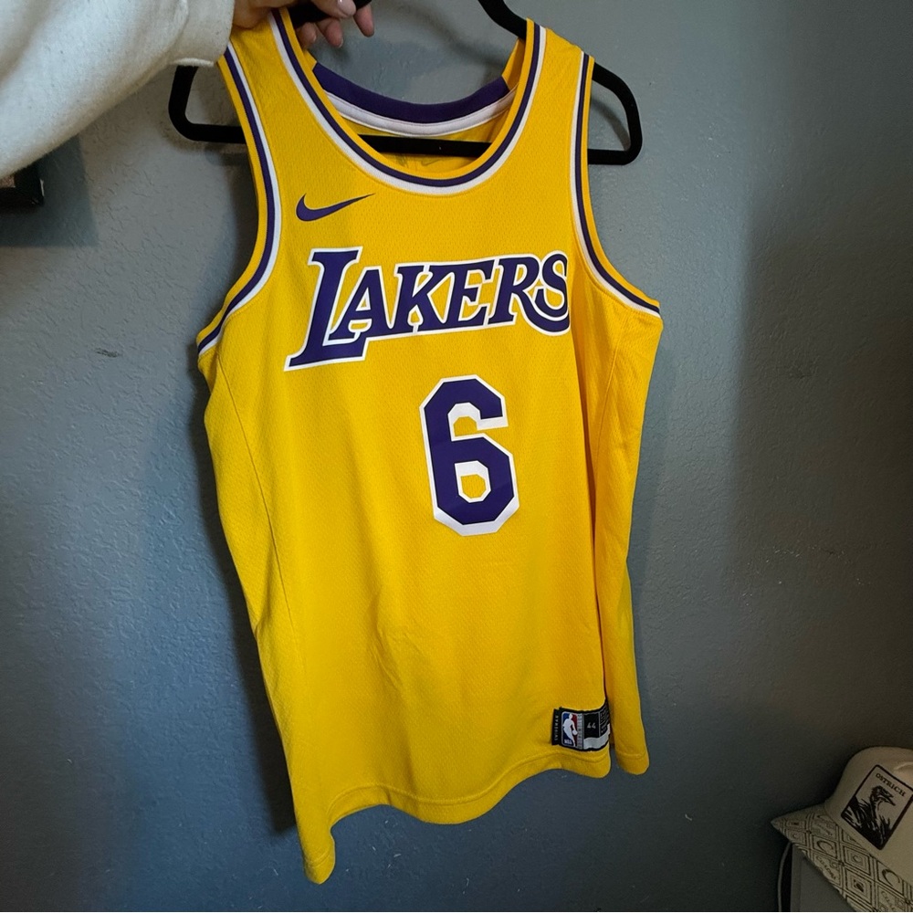 Nike Lakers Yellow and Purple Game Jersey